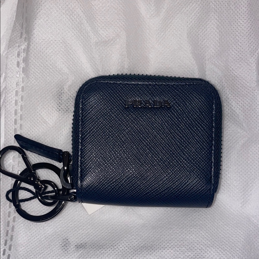 Prada Navy Blue Leather Key Holder